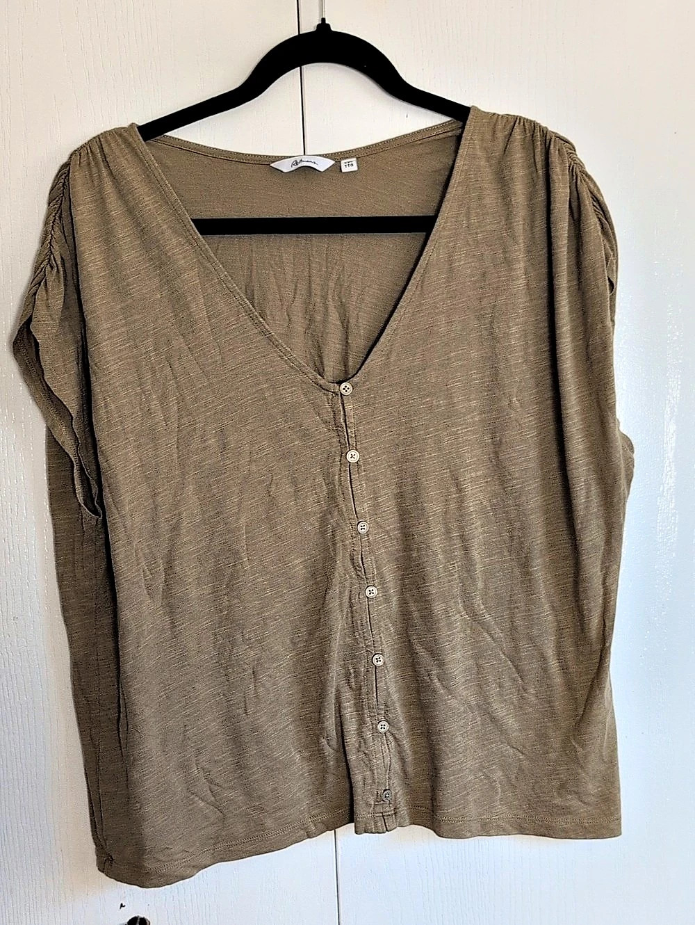 Reitmans Ruched Sleeve Blouse in Brown Size XXL Like New